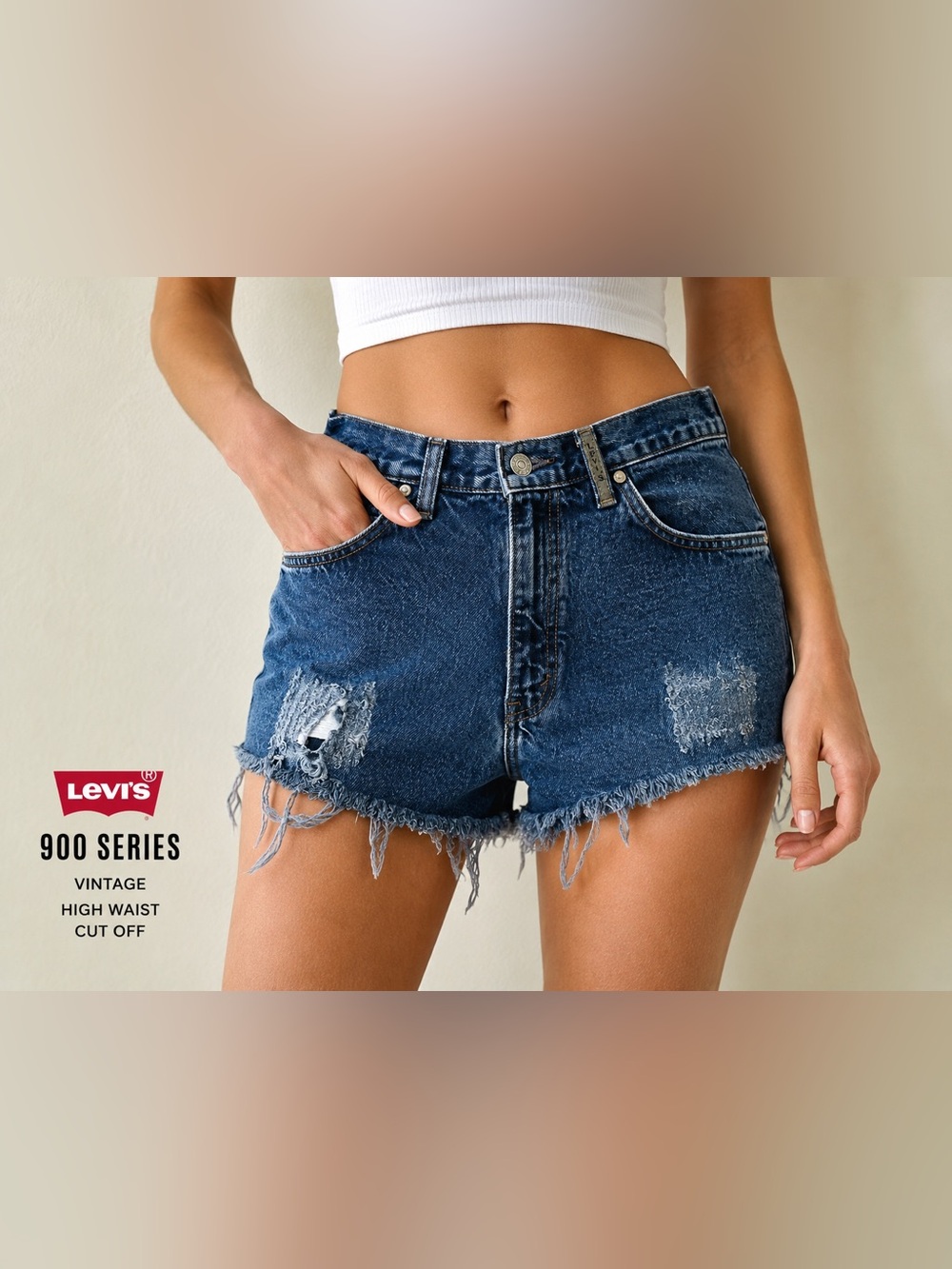 Vintage Levi’s 900 Series Black Denim Distressed Cutoff Shorts